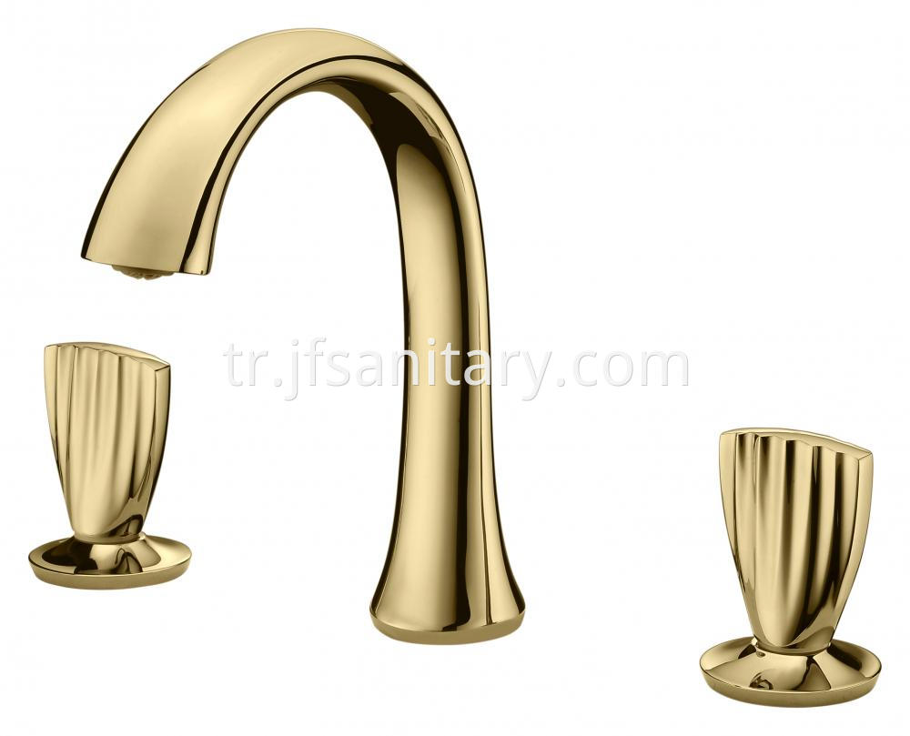 Brass Gold Two Handle Basin Faucets For Sink